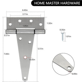 Barn door hinge set designed for durable outdoor use
