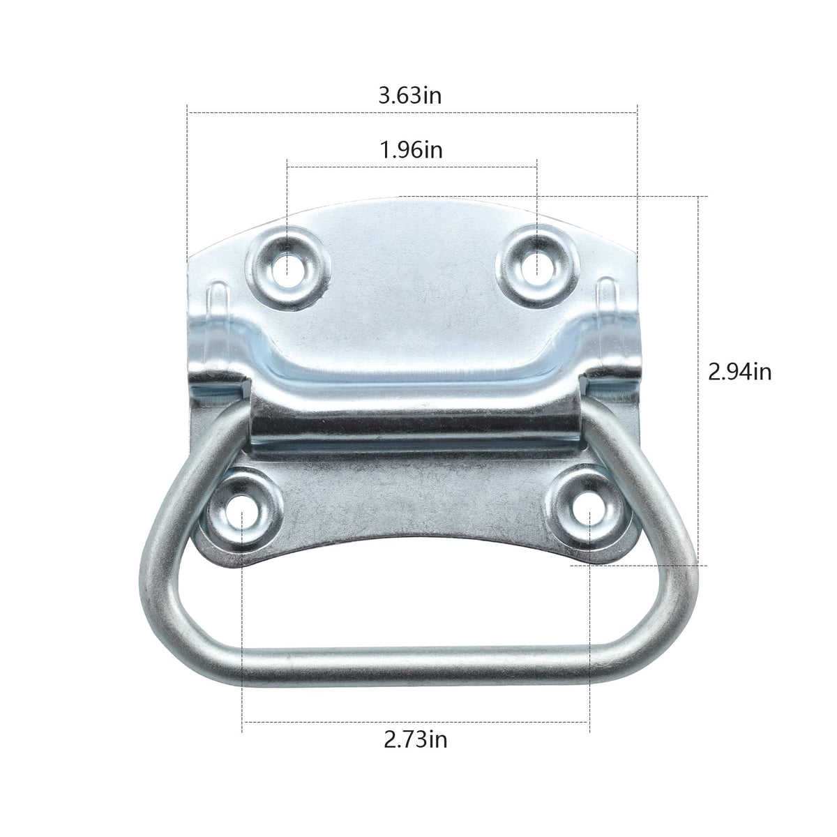 HOME MASTER HARDWARE chest pull handle close up showing four-hole design for easy mounting.