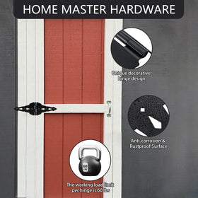 HOME MASTER HARDWARE black finish hinges showing 270 degree rotation