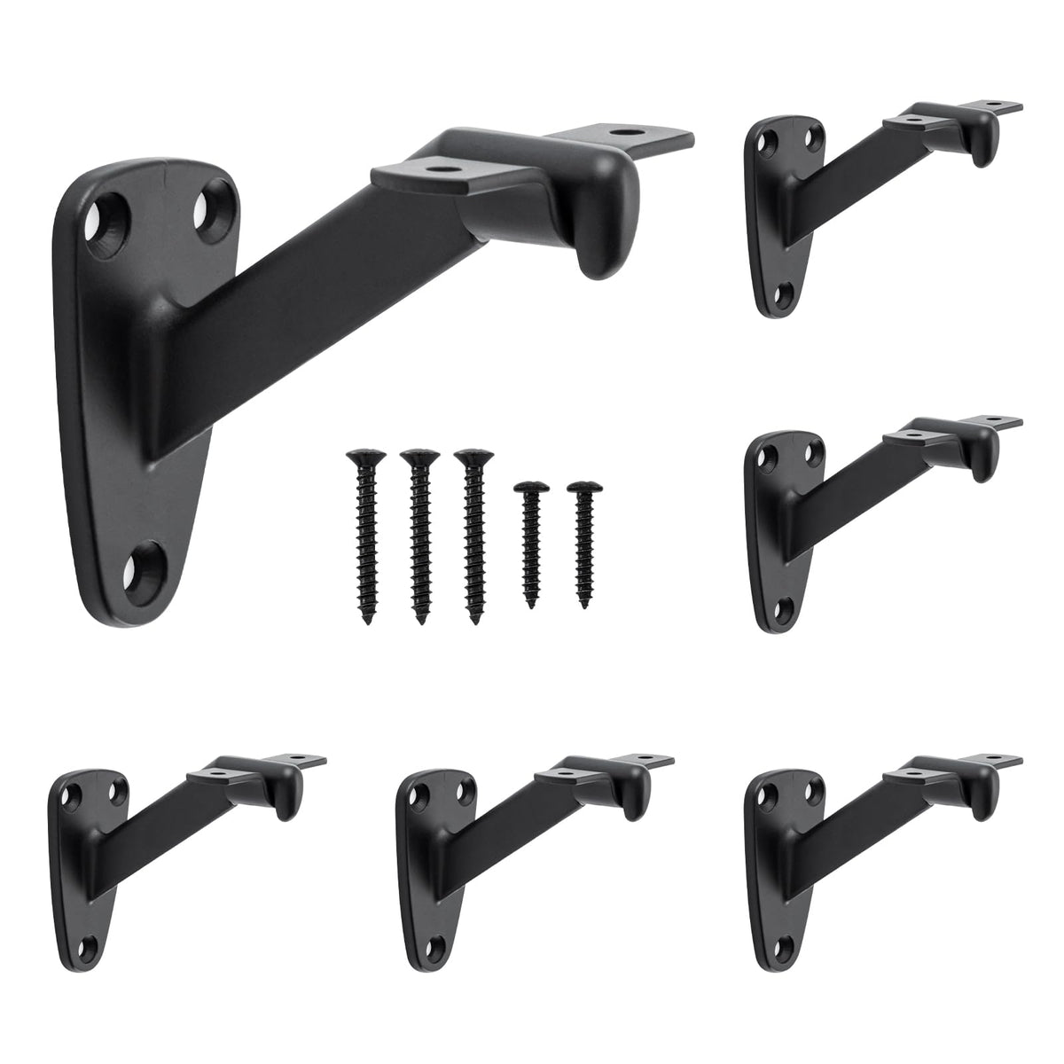 HOME MASTER HARDWARE handrail brackets in matte black offer sturdy support.