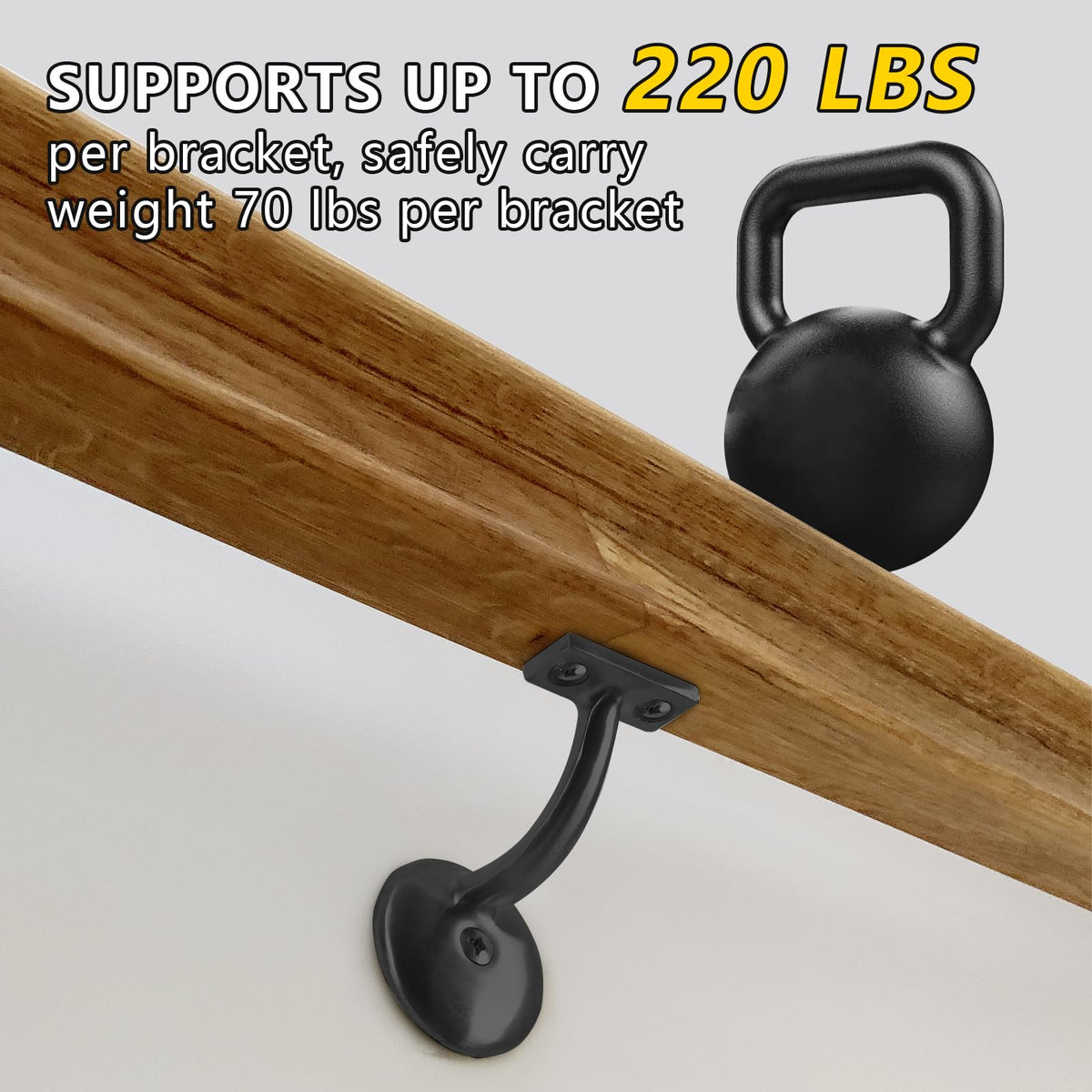 HOME MASTER HARDWARE heavy-duty bracket supports up to 220 lbs per bracket for sturdy stairs.