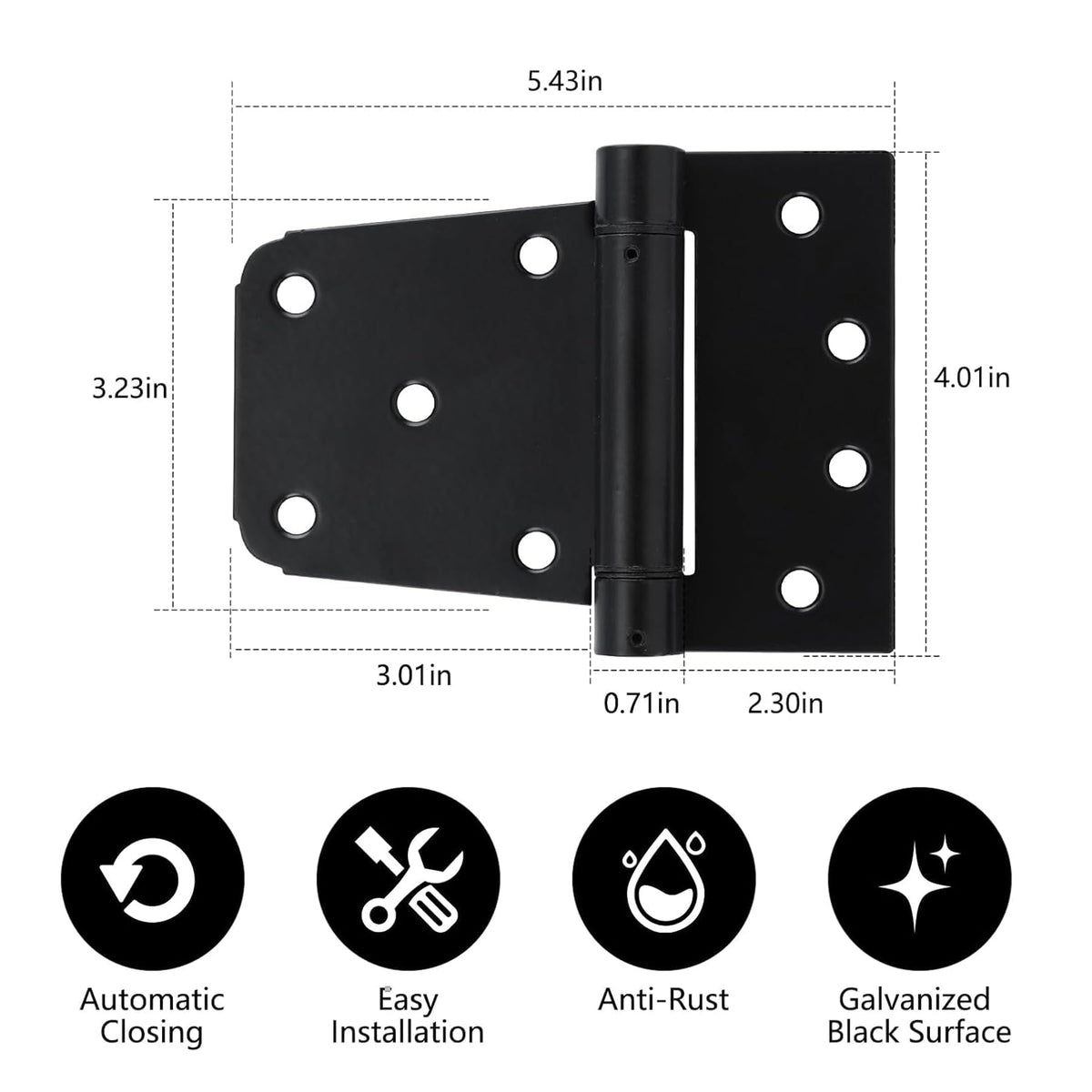 Home Master Hardware heavy duty steel hinge with black finish resisting weather and wear