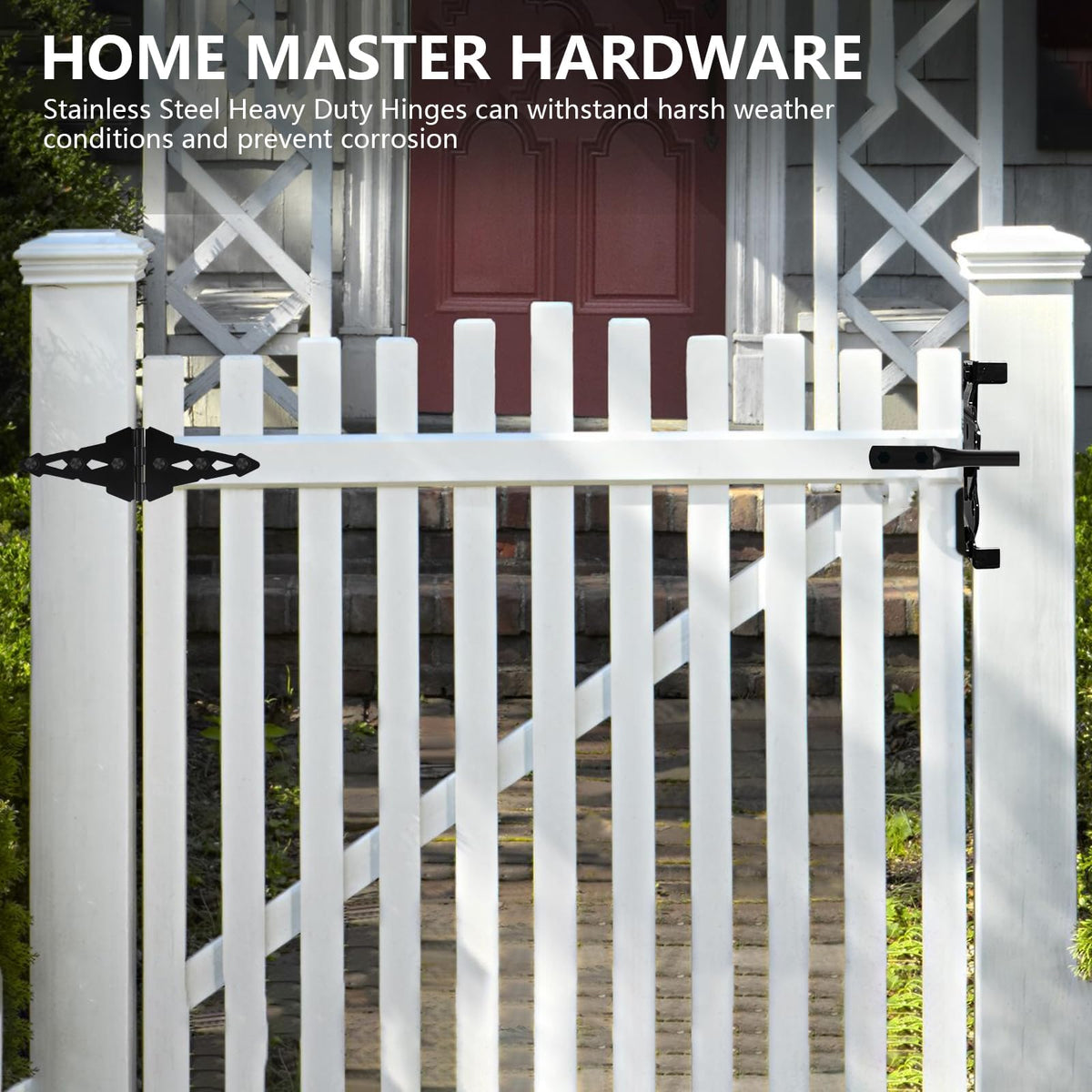 HOME MASTER HARDWARE heavy-duty steel hinges in black finish endure outdoor use