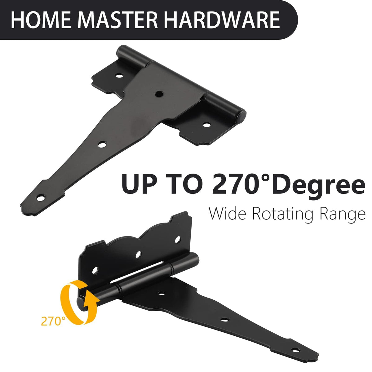 HOME MASTER HARDWARE heavy-duty tee hinges in black finish offer durable, long-lasting performance.