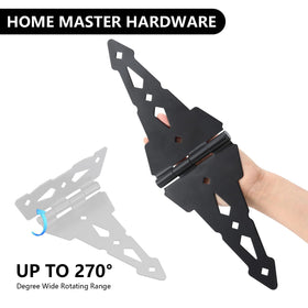 HOME MASTER HARDWARE offset screw hole hinge design helps prevent wood splitting