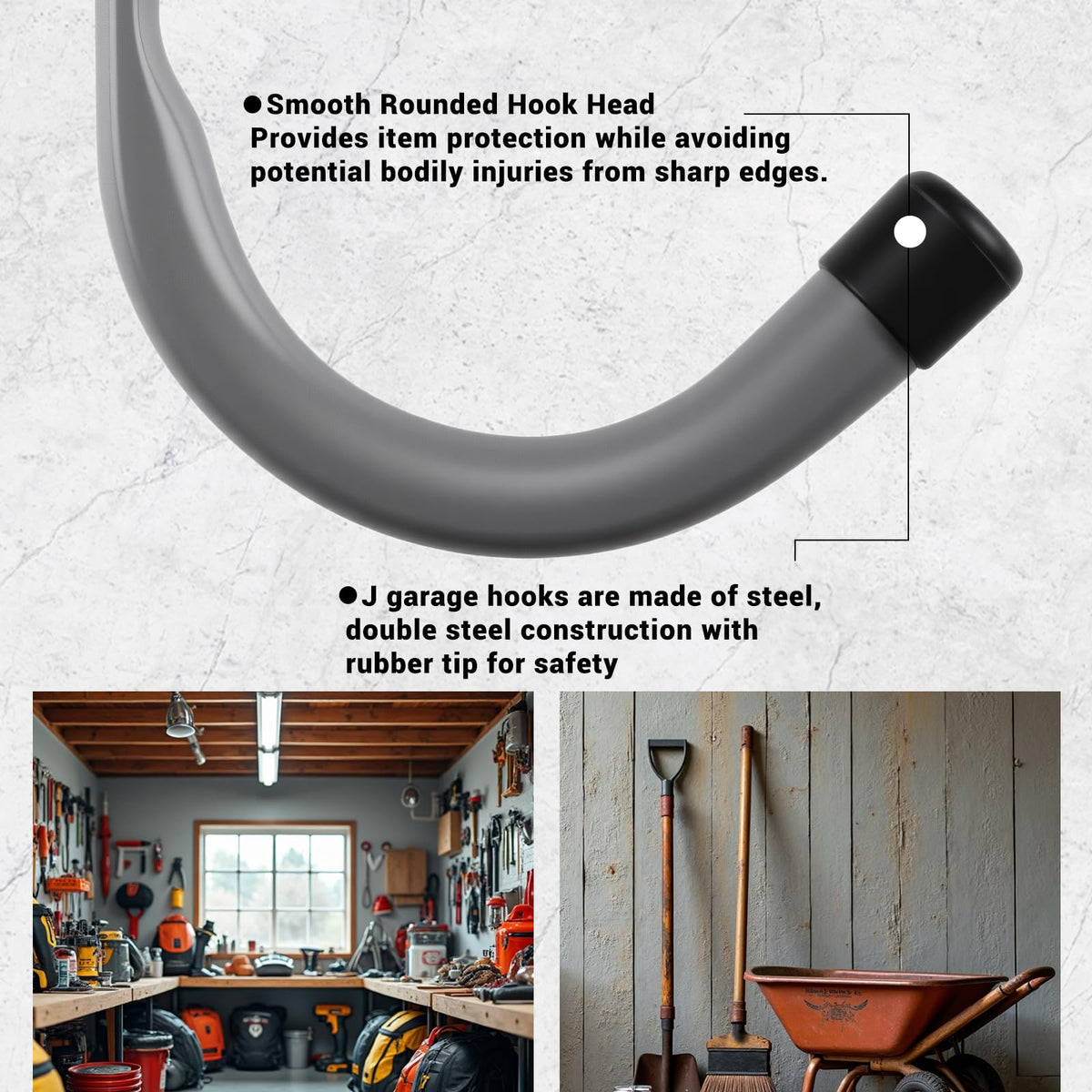 HOME MASTER HARDWARE steel hook with rubber tips protects surfaces.