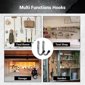 HOME MASTER HARDWARE versatile J-hooks for hoses and garden gear.