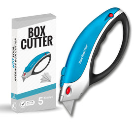 Home Planet Gear box cutter with blade extended for heavy-duty cuts.