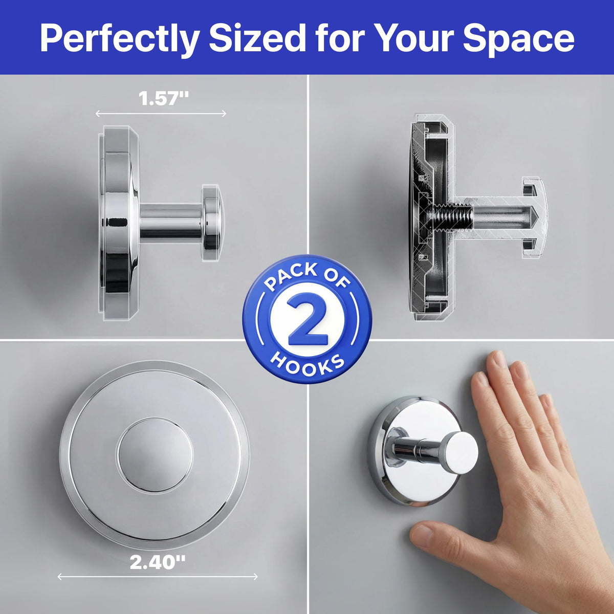 HOME SO suction cup hook installs in seconds without drilling.