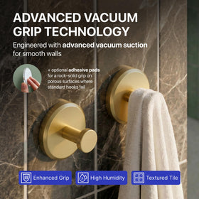 HOME SO suction cup hook gold towel holder for easy reach