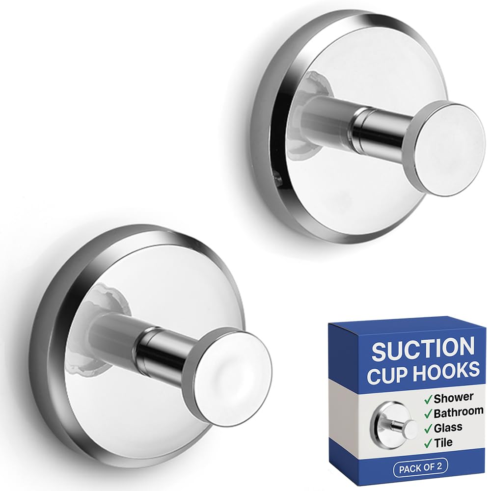HOME SO suction cup hook on glass shower door for towels, secure and rust-free.