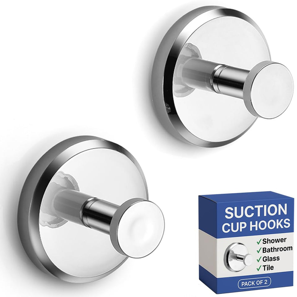 HOME SO suction cup hook on glass shower door for towels, secure and rust-free.
