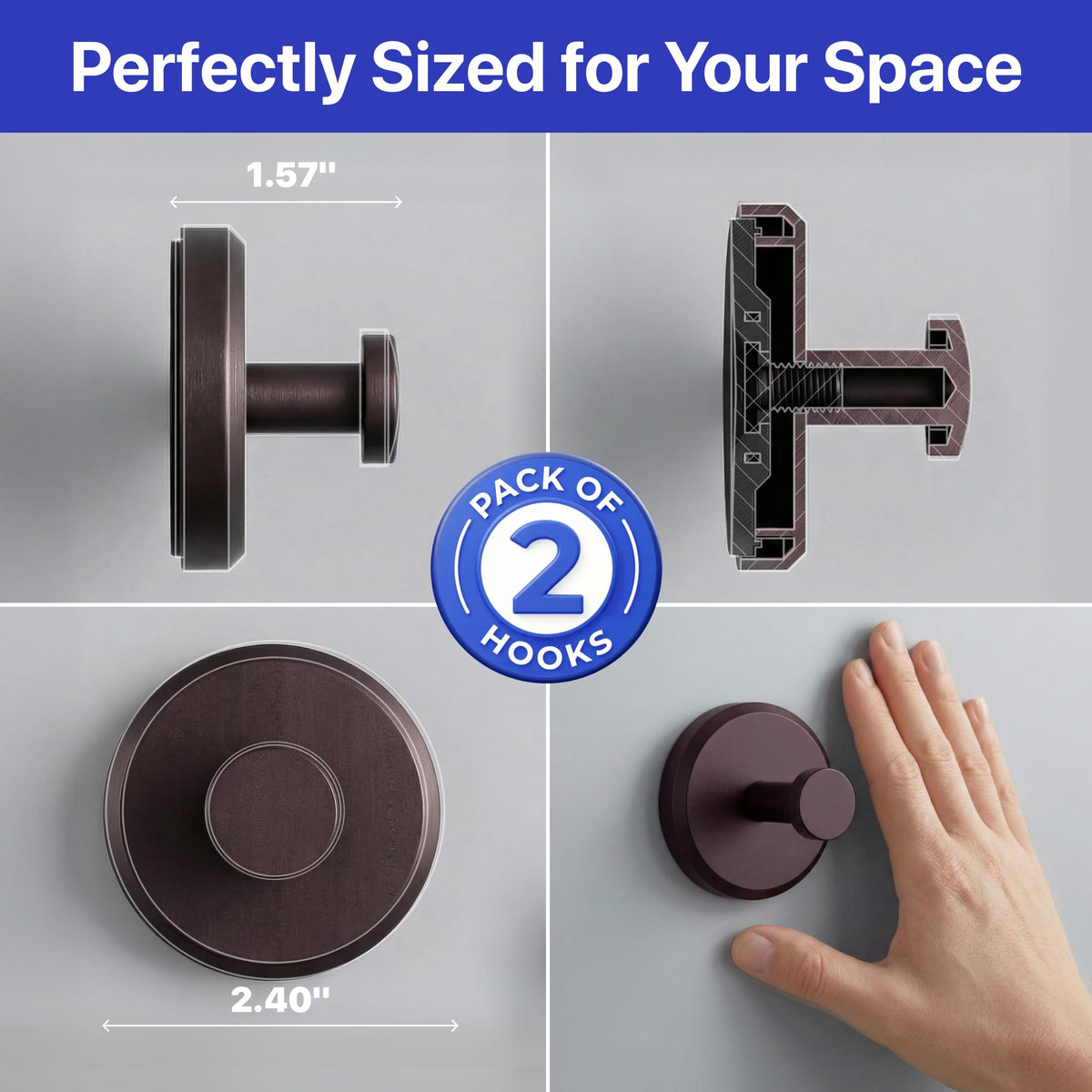HOME SO bronze suction cup hooks mounted on glass surface