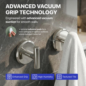 HOME SO suction cup hooks hold a towel on a shiny tile wall for easy reach.