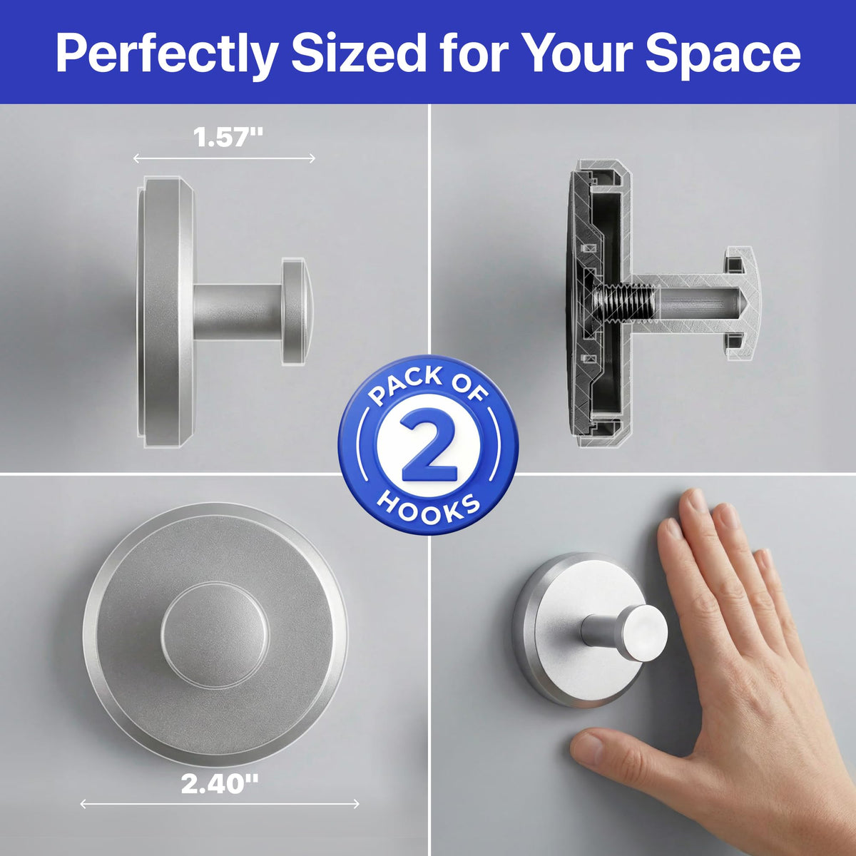 HOME SO heavy-duty, rust-free hooks for busy bathrooms