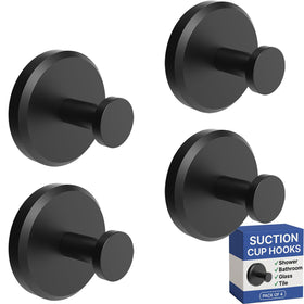 HOME SO suction cup hooks on shower wall for towels, four-pack convenience.