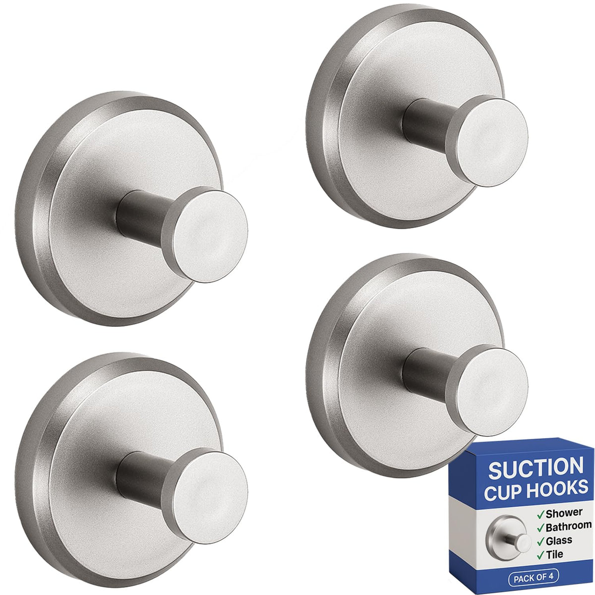 HOME SO suction cup hooks on glass shower door; secure hold without drilling.