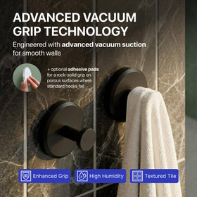 HOME SO suction cup hooks mounted on glass door organize towels neatly.