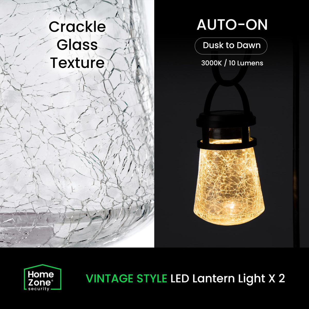 Home Zone Security 10 lumens LED lanterns deliver subtle outdoor lighting.