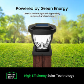 Home Zone Security post cap light features a black finish for sleek exterior styling.