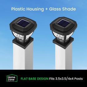 Home Zone Security post cap light uses dusk-to-dawn sensor for auto operation.