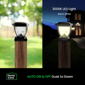 Home Zone Security post cap light installs easily without wiring.