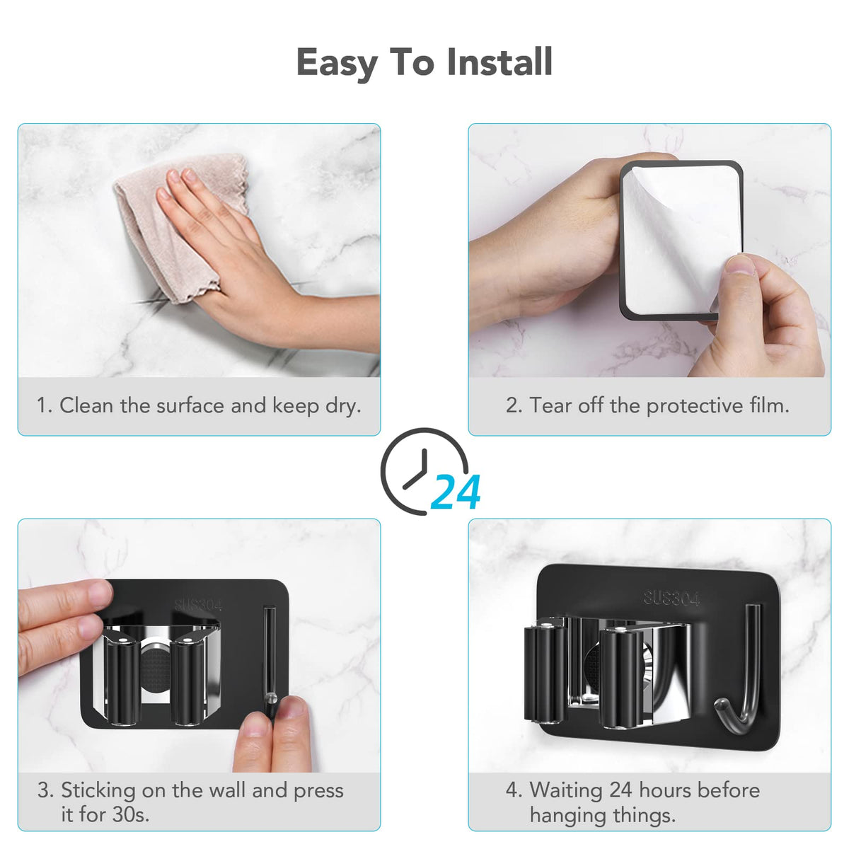 Homeasy kitchen closet clip organizes cleaning tools with easy access and space-saving design.