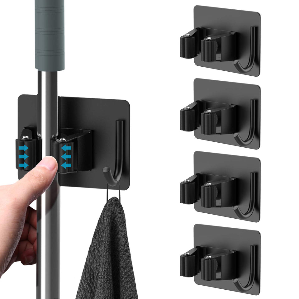 homeasy mop broom holder stainless steel shelf keeps tools organized and easy to access