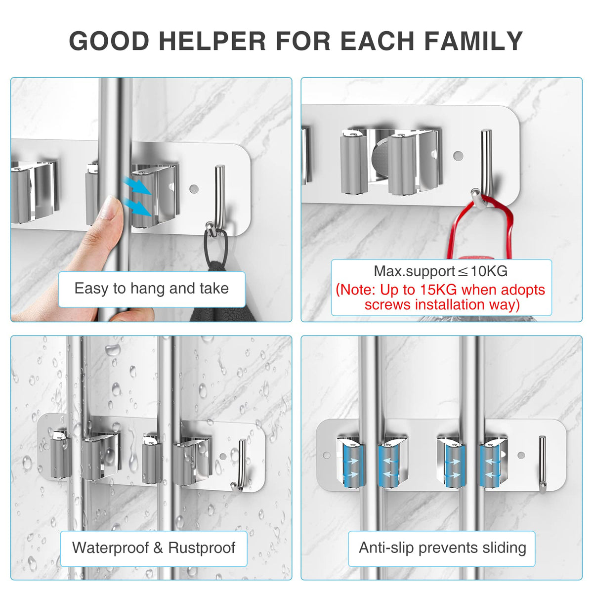 homeasy triangle-buckle adjustment automatically fits varying handle thicknesses for a secure grip