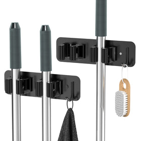 Homeasy wall-mount mop broom holder 2-pack keeps cleaning tools off the floor
