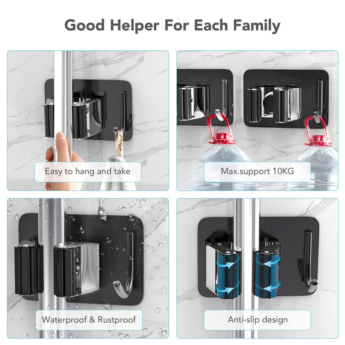 Homeasy weatherproof mop organizer for outdoor use keeps tools dry and organized year-round.