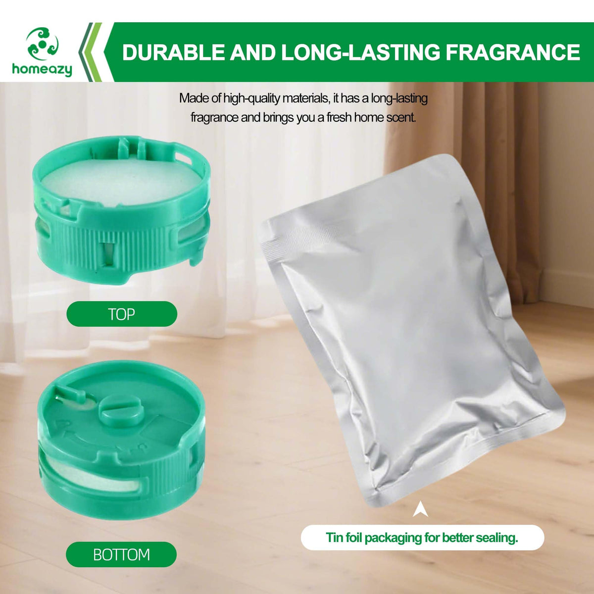 Shelf display of Homeazy 6-pack odor neutralizers