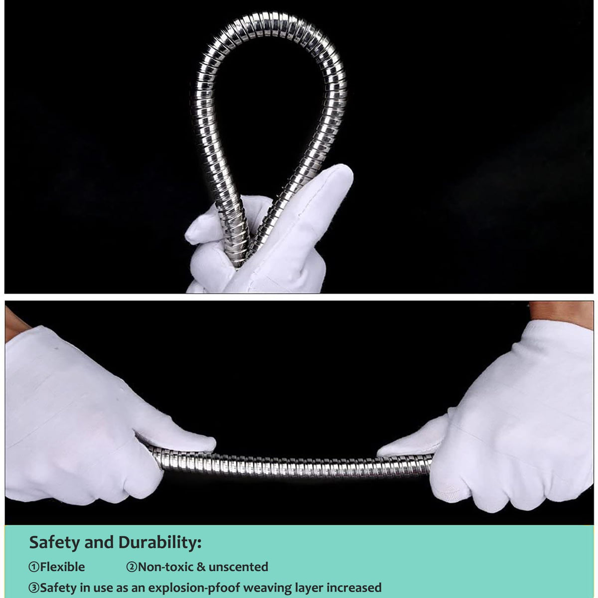 HOMEIDEAS 10-foot hose length offers flexible reach in showers.