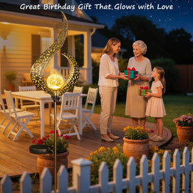 HOMEIMPRO bronze solar light auto on at dusk for hands-free illumination.