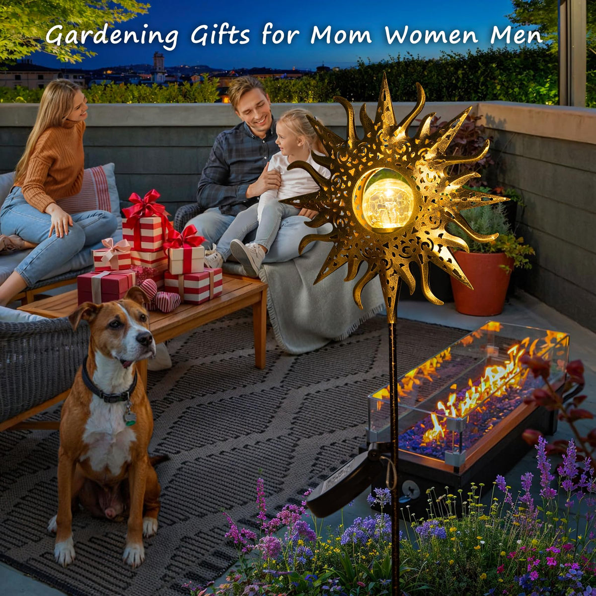 HOMEIMPRO Crackle glass stake backyard decor adds romantic sparkle to evenings.