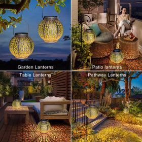 HOMEIMPRO durable metal lantern with antique bronze finish withstands outdoors.