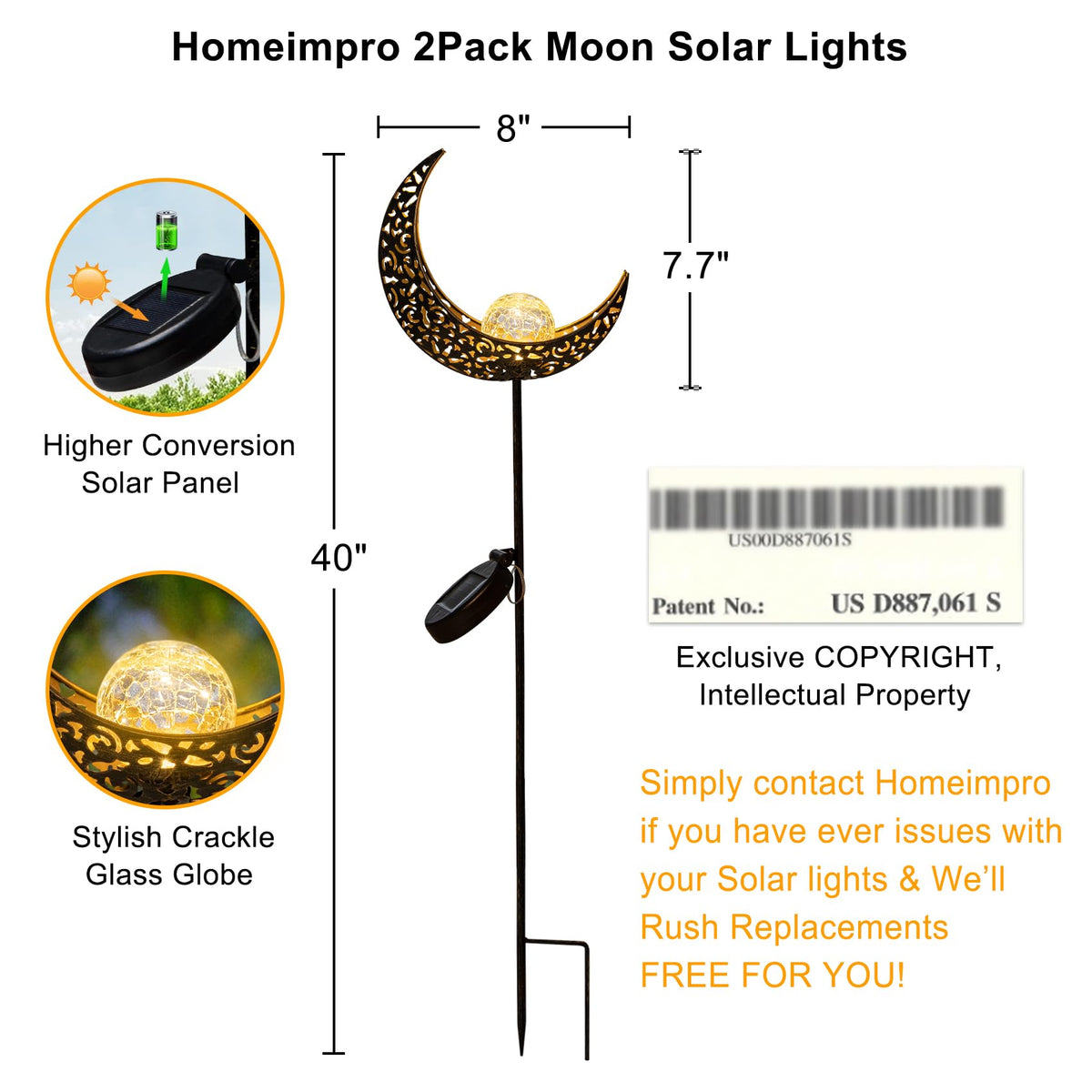HOMEIMPRO IP65 waterproof moon light withstands outdoor weather.