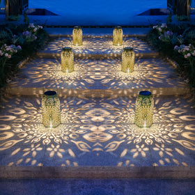 HOMEIMPRO Large outdoor lantern adds presence to patios and gardens.