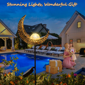 HOMEIMPRO Moon garden light adds festive charm to patios and holidays.