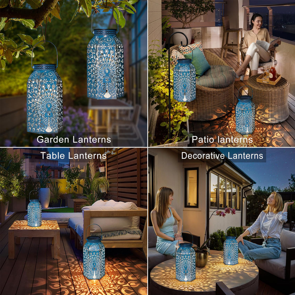 Lantern hanging in a garden for warm evening lighting