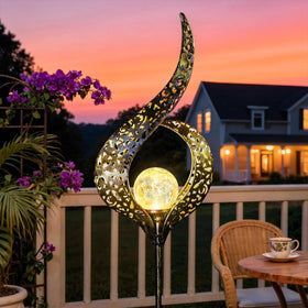 HOMEIMPRO solar garden light with bronze crackle glass stake for elegant night illumination.