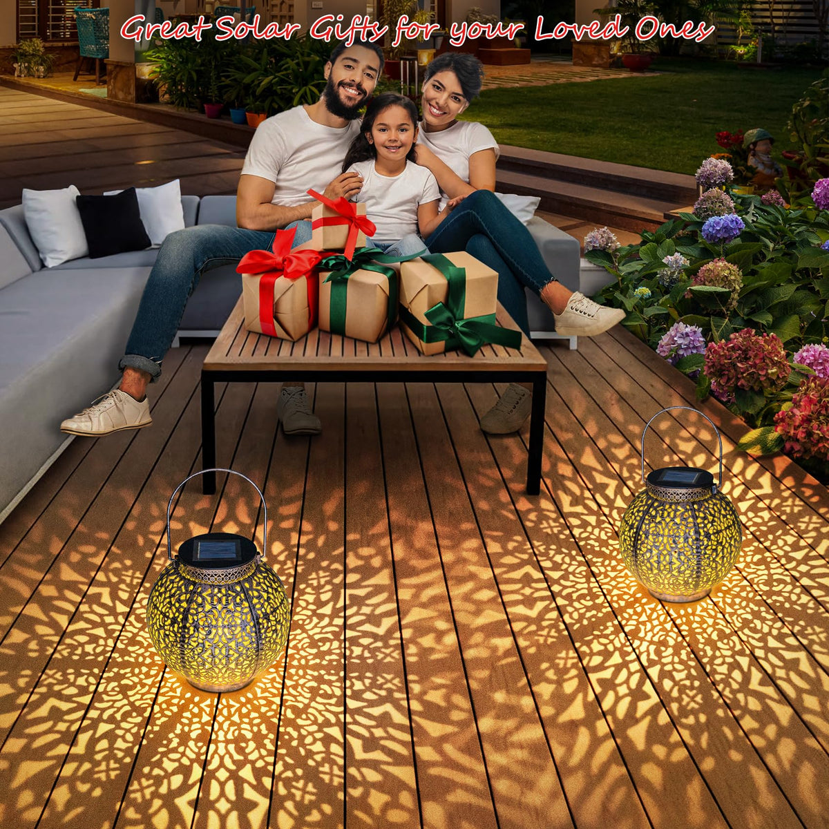 HOMEIMPRO solar lantern exterior glow for cozy patio evenings.