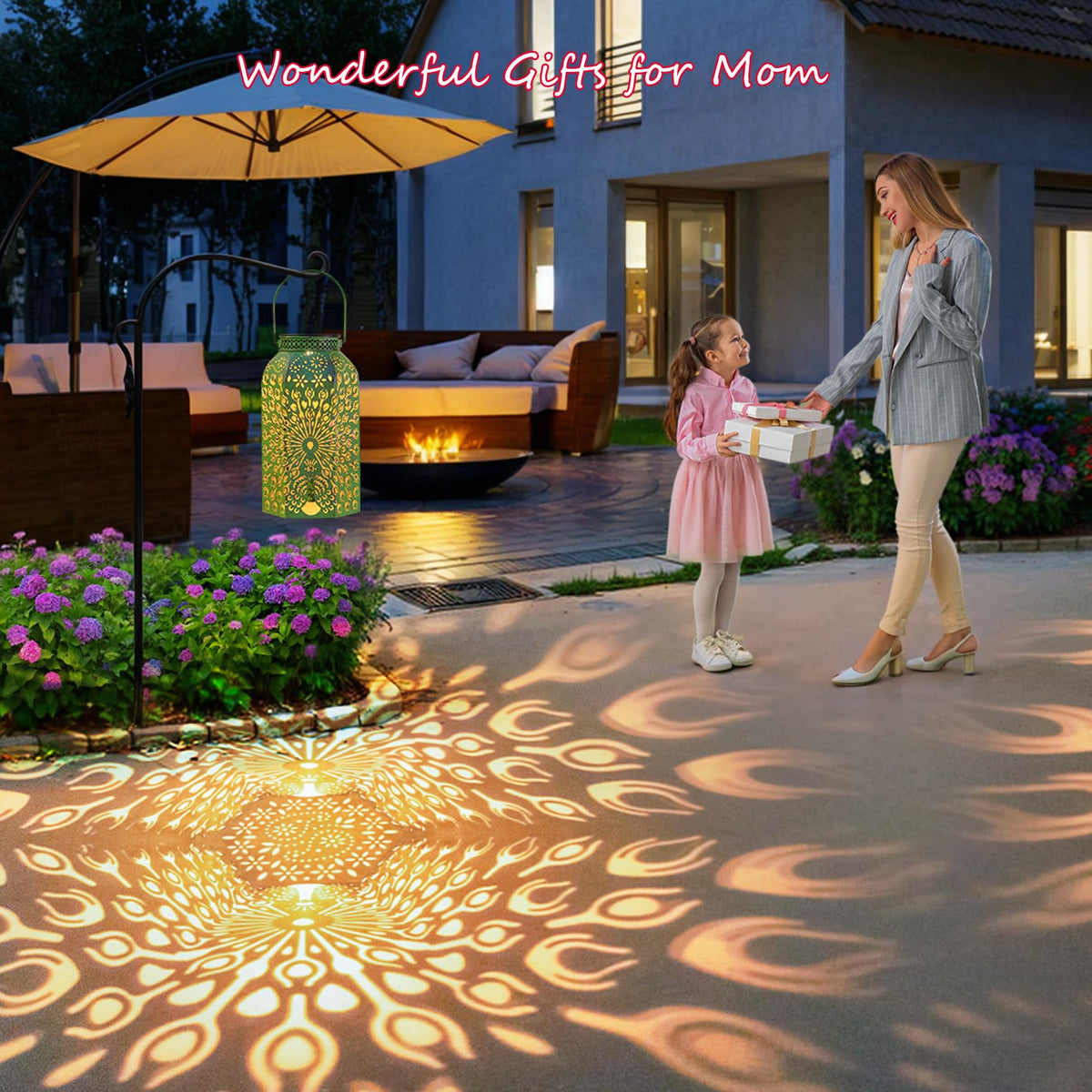 HOMEIMPRO Solar lanterns suitable for hanging or tabletop use in gardens.