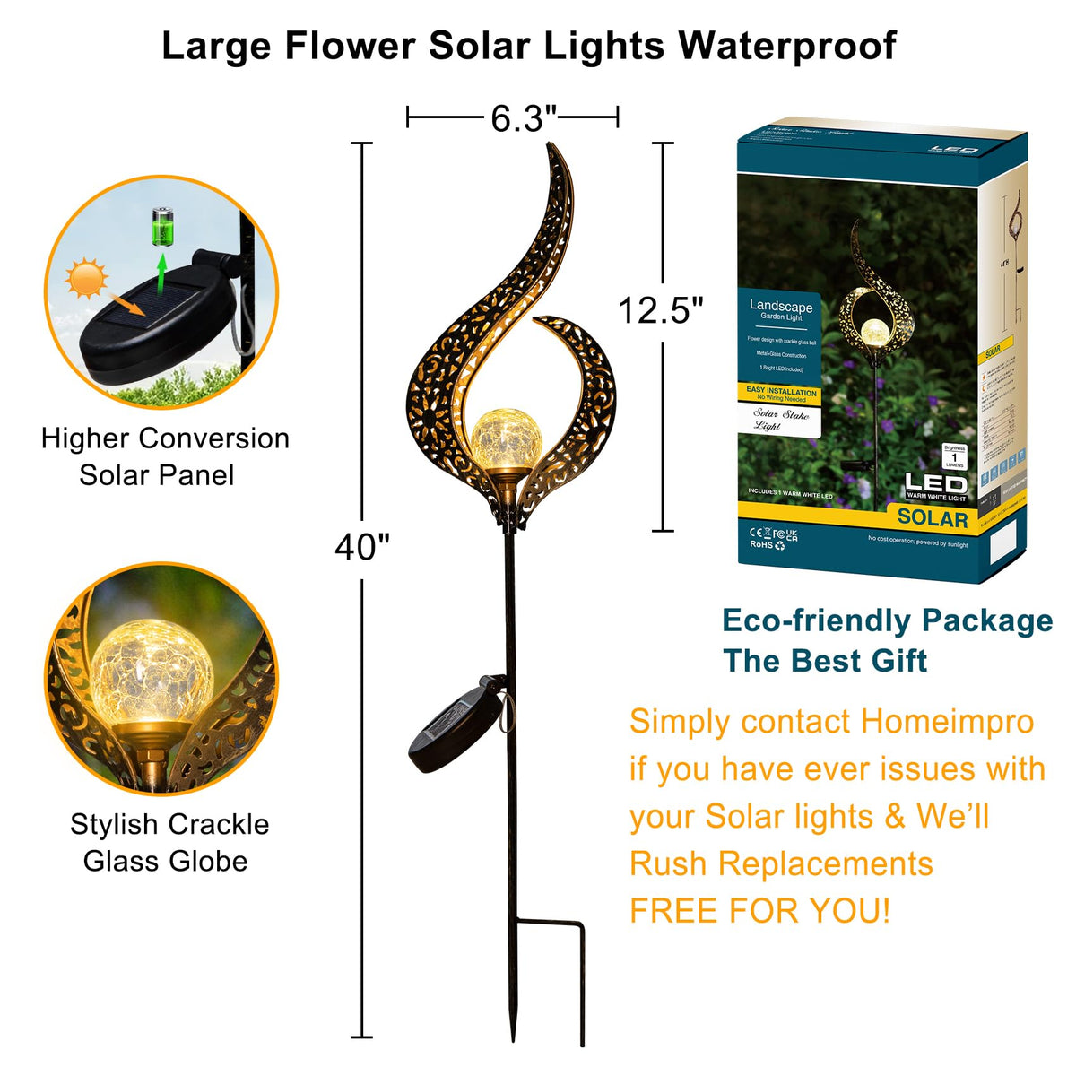 HOMEIMPRO warm white LED garden stake adds romantic ambience near walls.