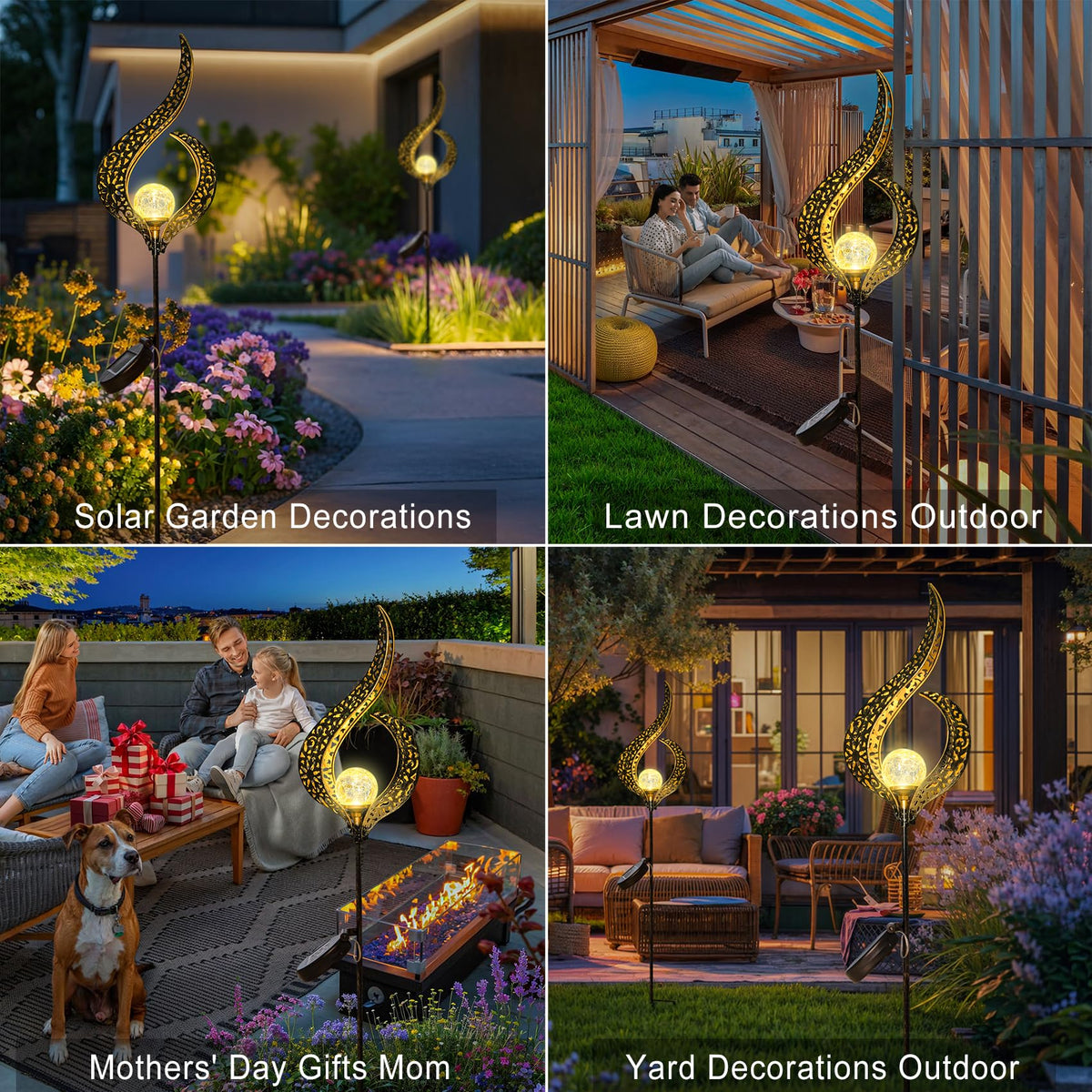 HOMEIMPRO weatherproof solar stake garden light for year-round outdoor decor.