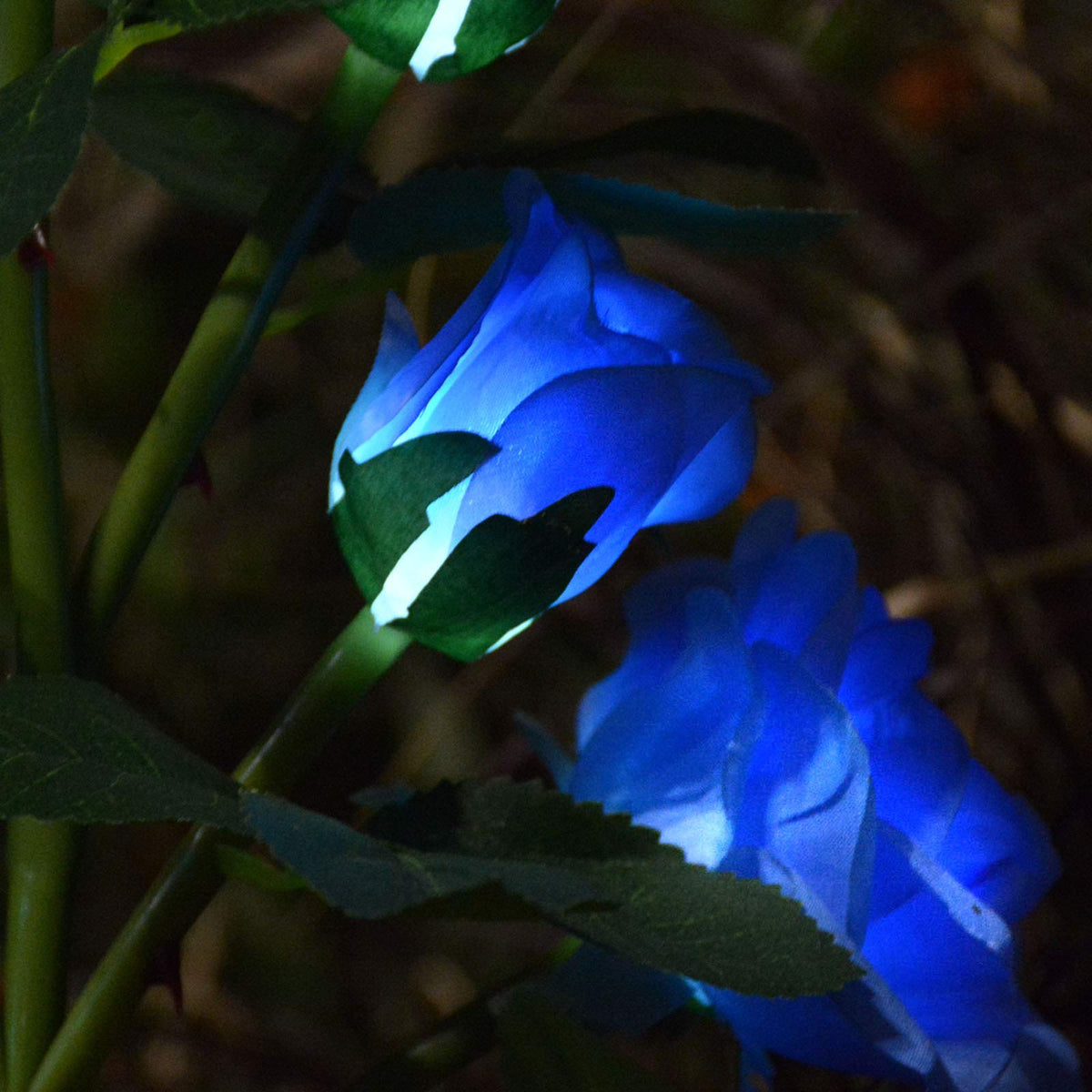 Homeleo realistic rose flowers stake blue for yard decor