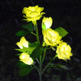 Homeleo upgraded 6-flowers stake with six rose beads enhances outdoor curb appeal.