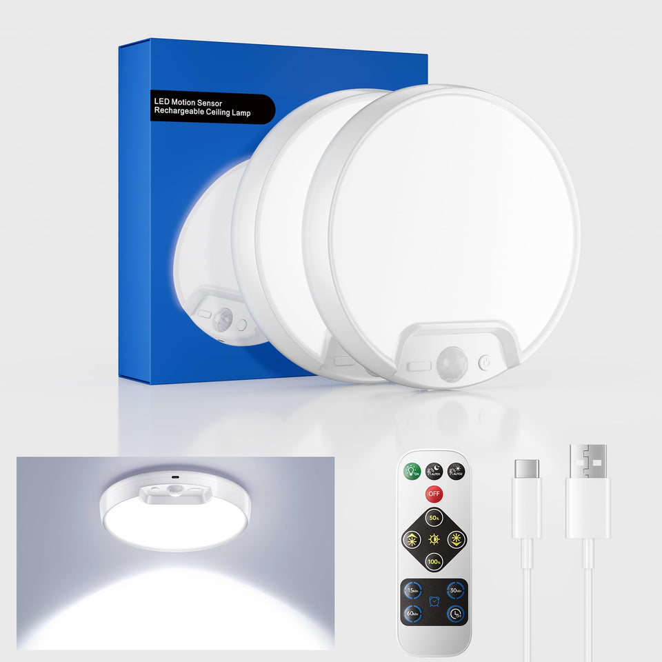 Homelist 2-Pack ceiling light front view showing slim profile for hallways and closets