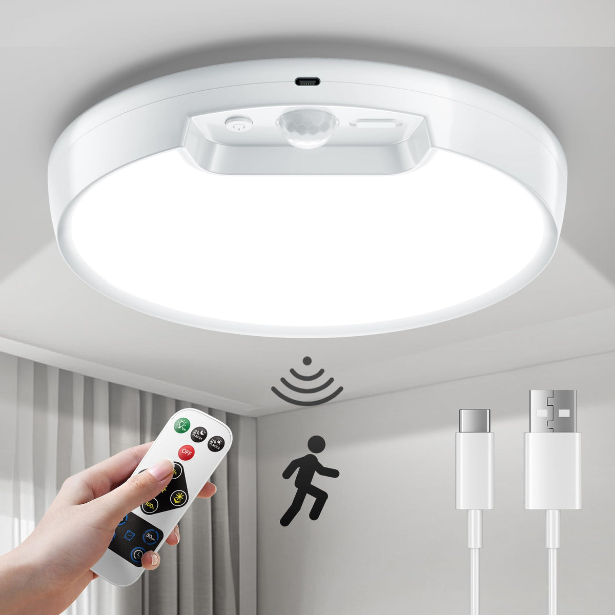 Homelist 8000mAh ceiling light battery feature for extended run time in hallways.