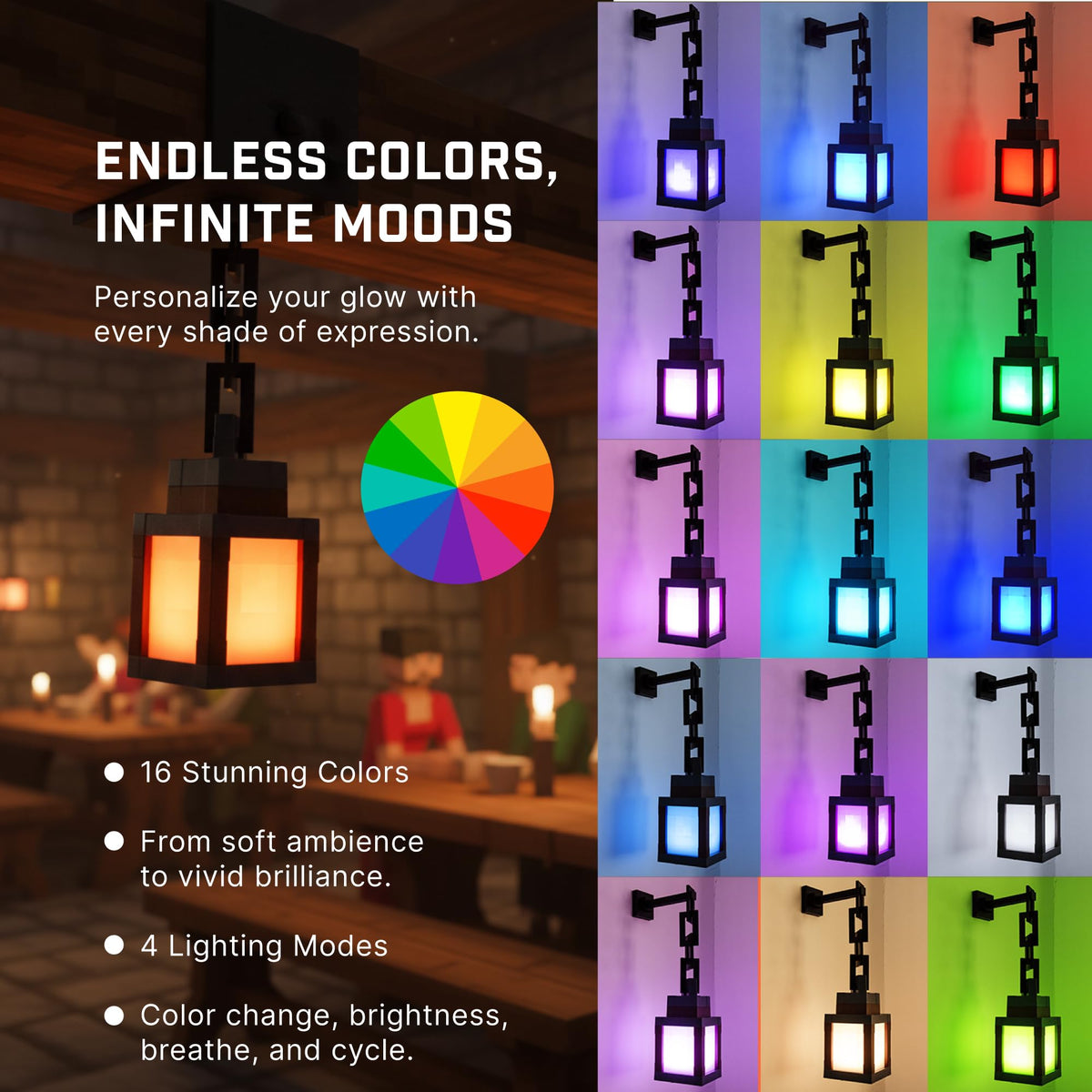 HomeLuvo Pixelated Lantern hanging from chain for flexible decorative lighting